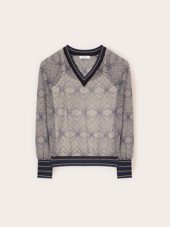 Pull &agrave; motif g&eacute;om&eacute;trique avec top