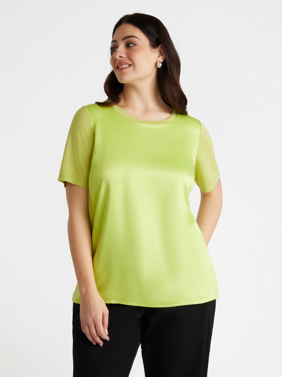 T-Shirt aus Satin und Jersey Lurex