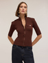 Gerippte Strickjacke mit Schulterklappen image number 2