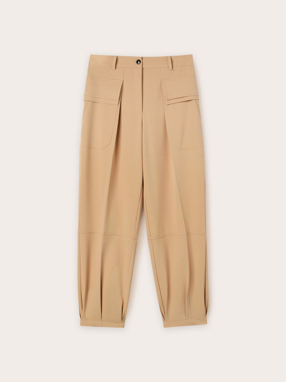 Cargo trousers in fluid fabric