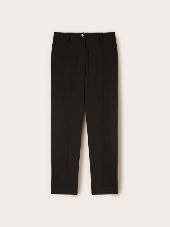 Pantaloni chino din jersey cr&ecirc;pe