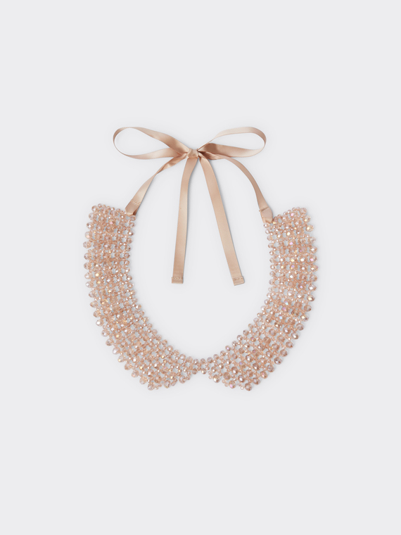 Glass beads and ribbon collar