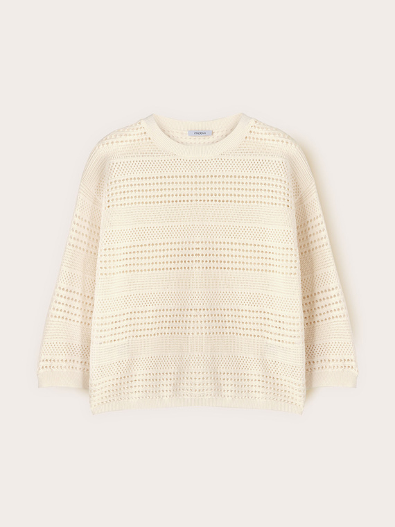 Openwork viscose blend sweater