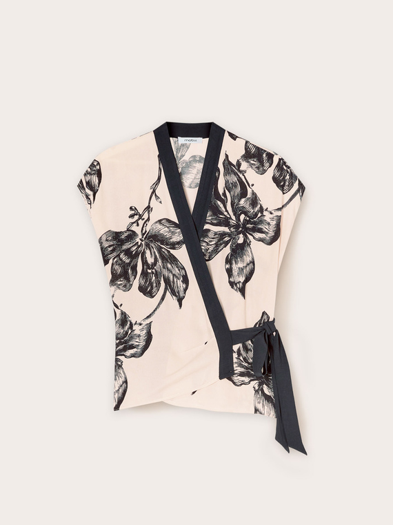 Top a fiori con incrocio
