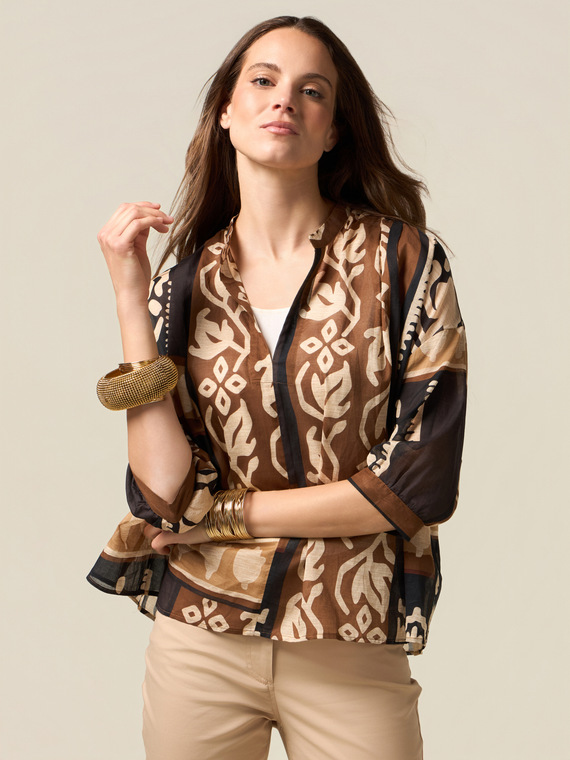 Blusa boxy in mussola fantasia