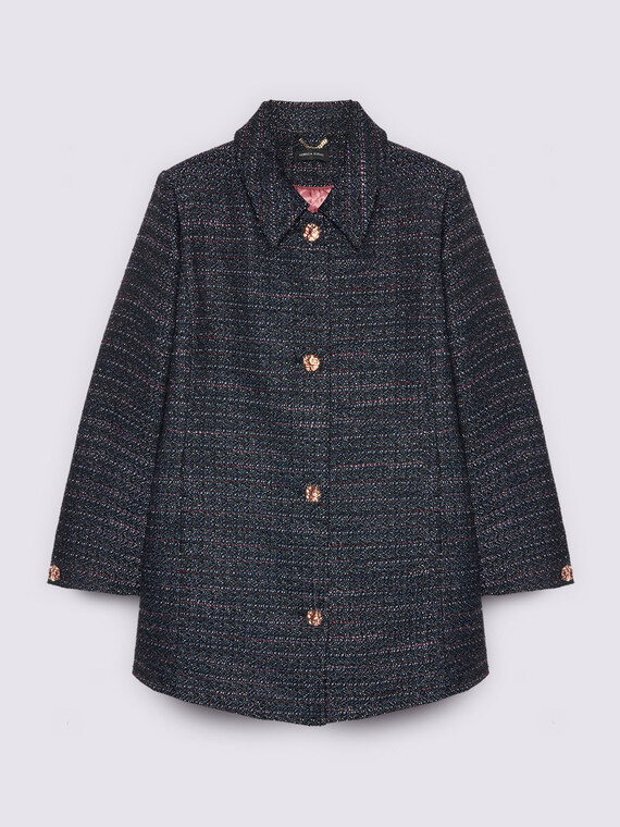 Bouclé effect coat with decorative buttons
