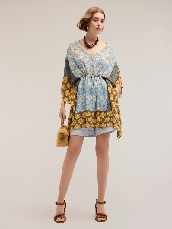 Printed chiffon poncho