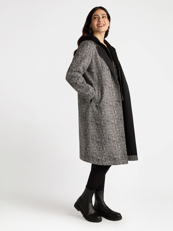 Hooded scuba fabric coat