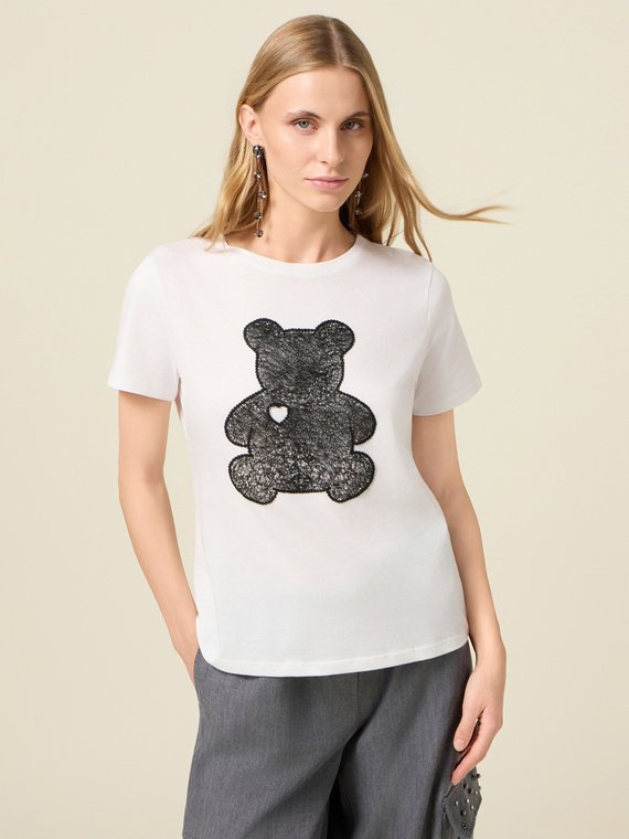 T-shirt in jersey con ricamo