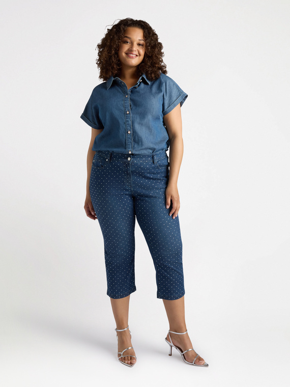 Cropped jeans with small studs