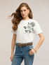 Jersey t-shirt with floral appliqu&eacute;s image number 3