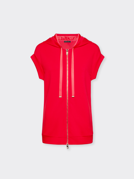 Short-sleeved sweatshirt with zip