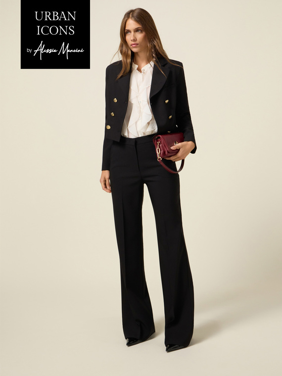 Wide-leg palazzo pants in technical fabric