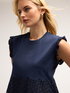 Sleeveless T-shirt with broderie anglaise insert image number 0