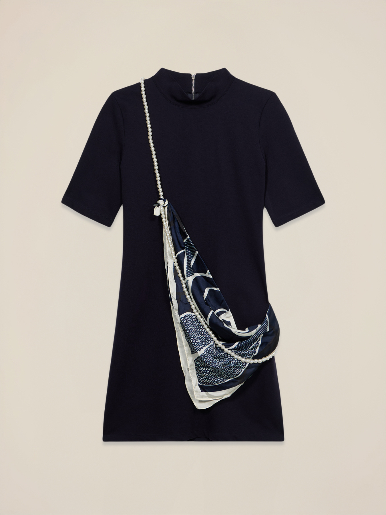 Sheath dress with scarf detail image number 3