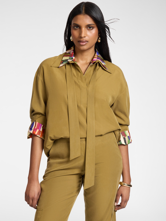 Camisa mista de linho com faixa