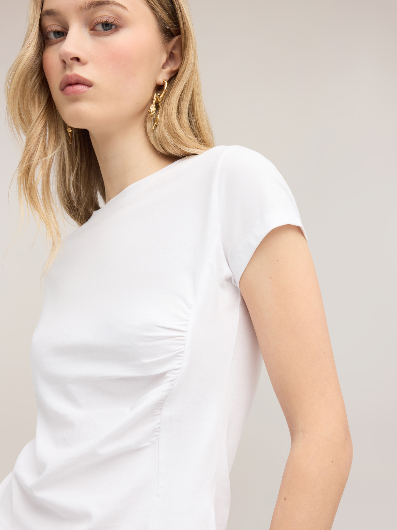 T-shirt with asymmetric side draping image number 2