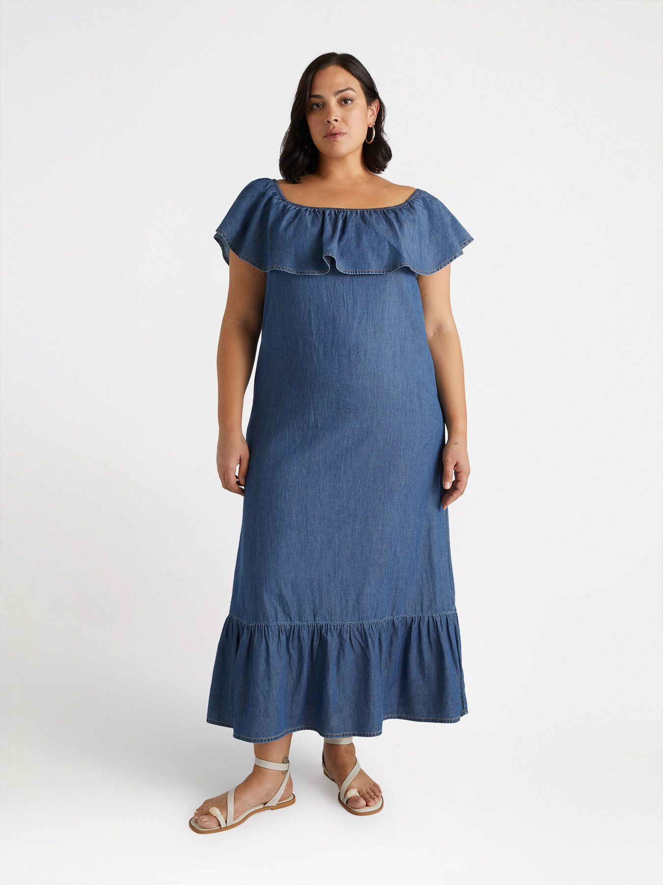 Long denim dress image number 0