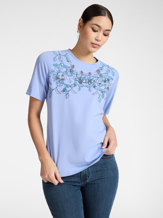 T-shirt con ricamo floreale