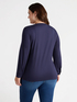 Dual fabric T-shirt with v-neck image number 1