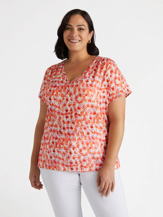 Blusa stampata con scollo a V