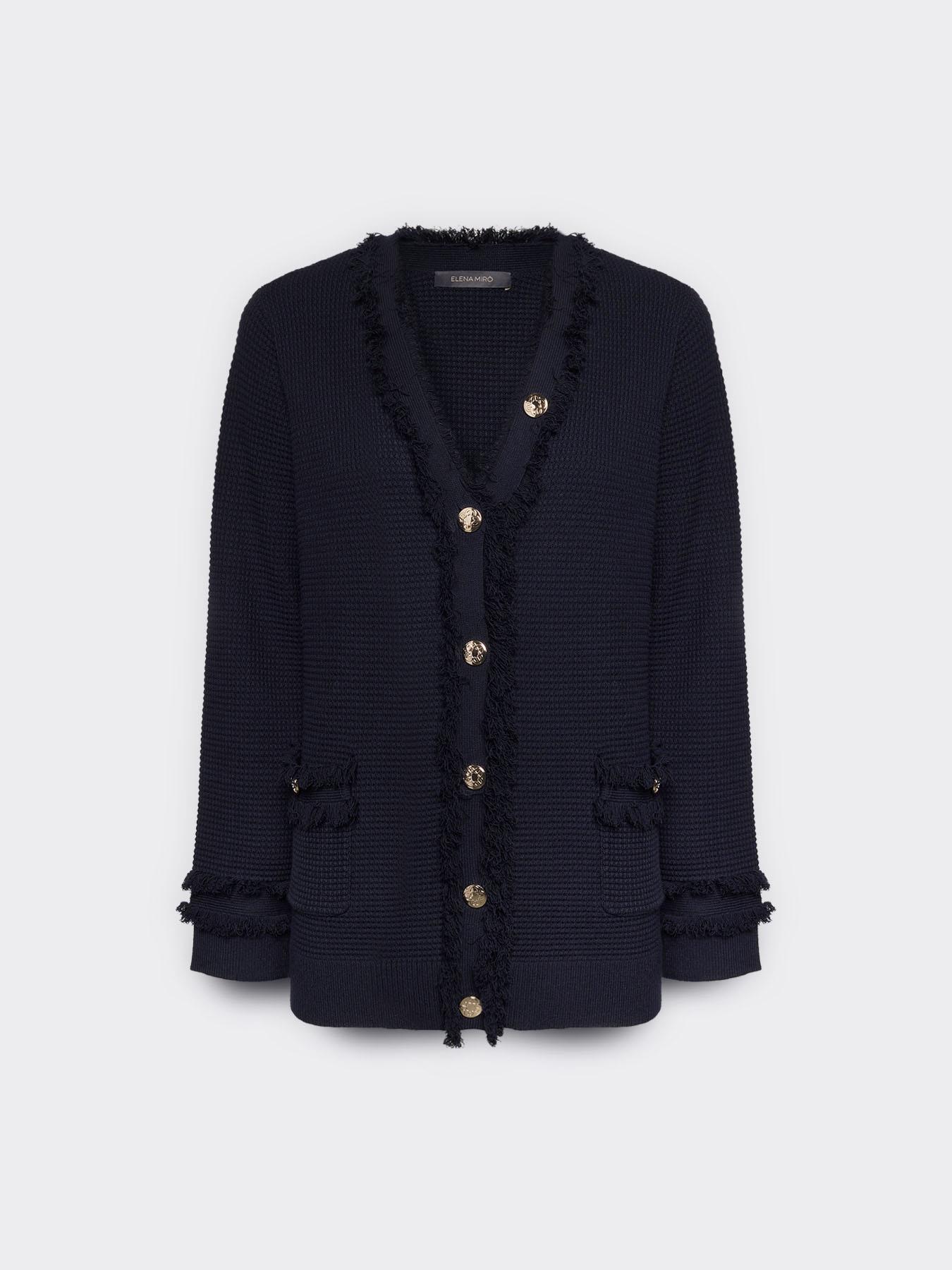 Cardigan misto viscosa con frange image number 4