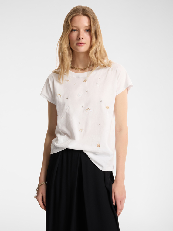 Cotton T-shirt with appliqués