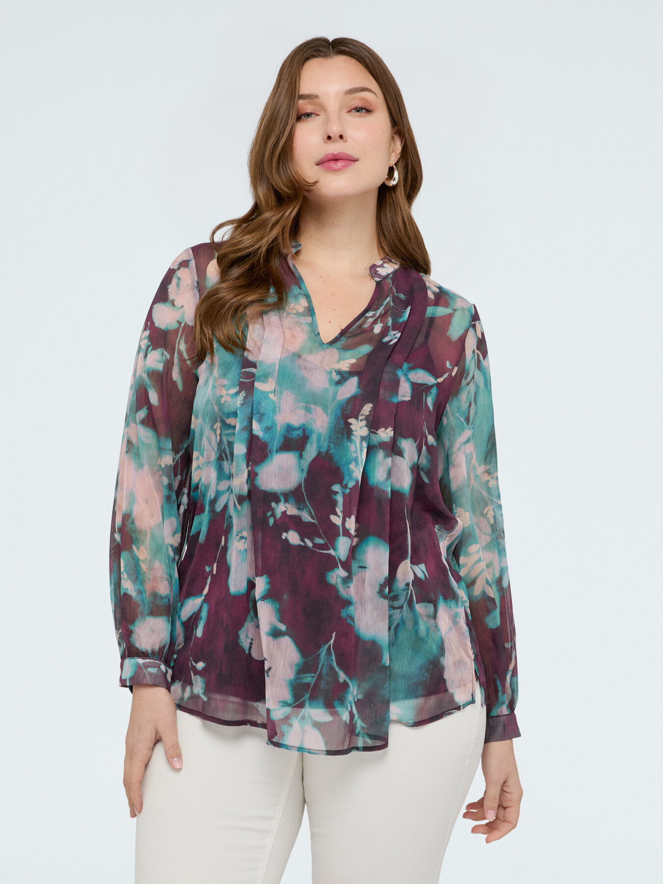 Blusa stampa floreale in creponne image number 2