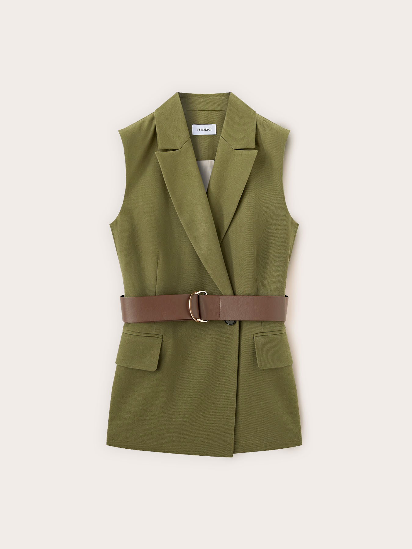 Polyviscose vest with belt image number 4