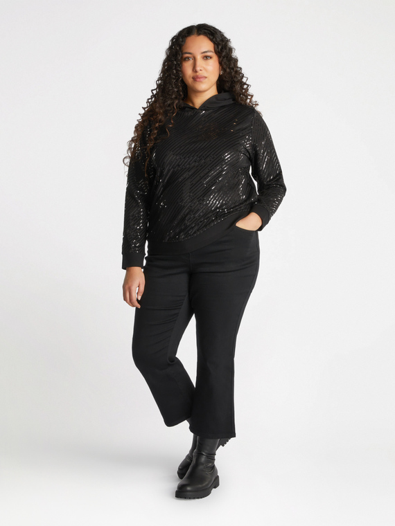 Diagonal gestreiftes Pailletten-Sweatshirt