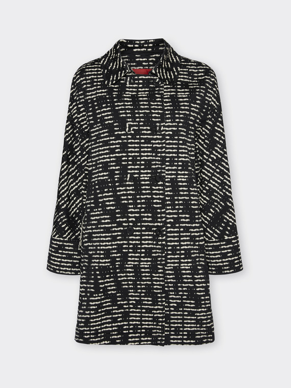 Cappotto misto cotone jacquard rigato