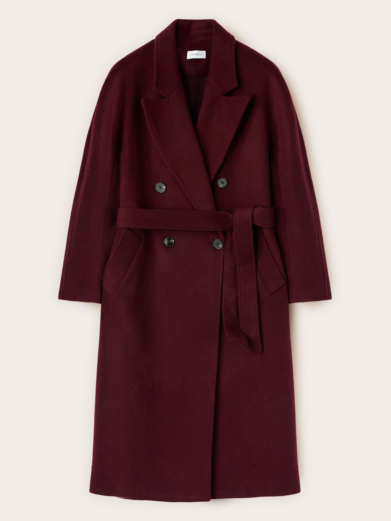 Palton cu două r&acirc;nduri de nasturi din stofă de l&acirc;nă amestecată image number 4