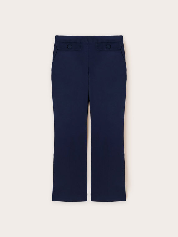 Technical cotton kick flare trousers