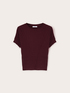 3D rib knit sweater with short sleeves image number 4