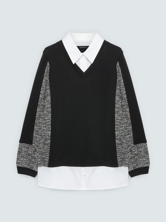 Sweatshirt with shirt detail