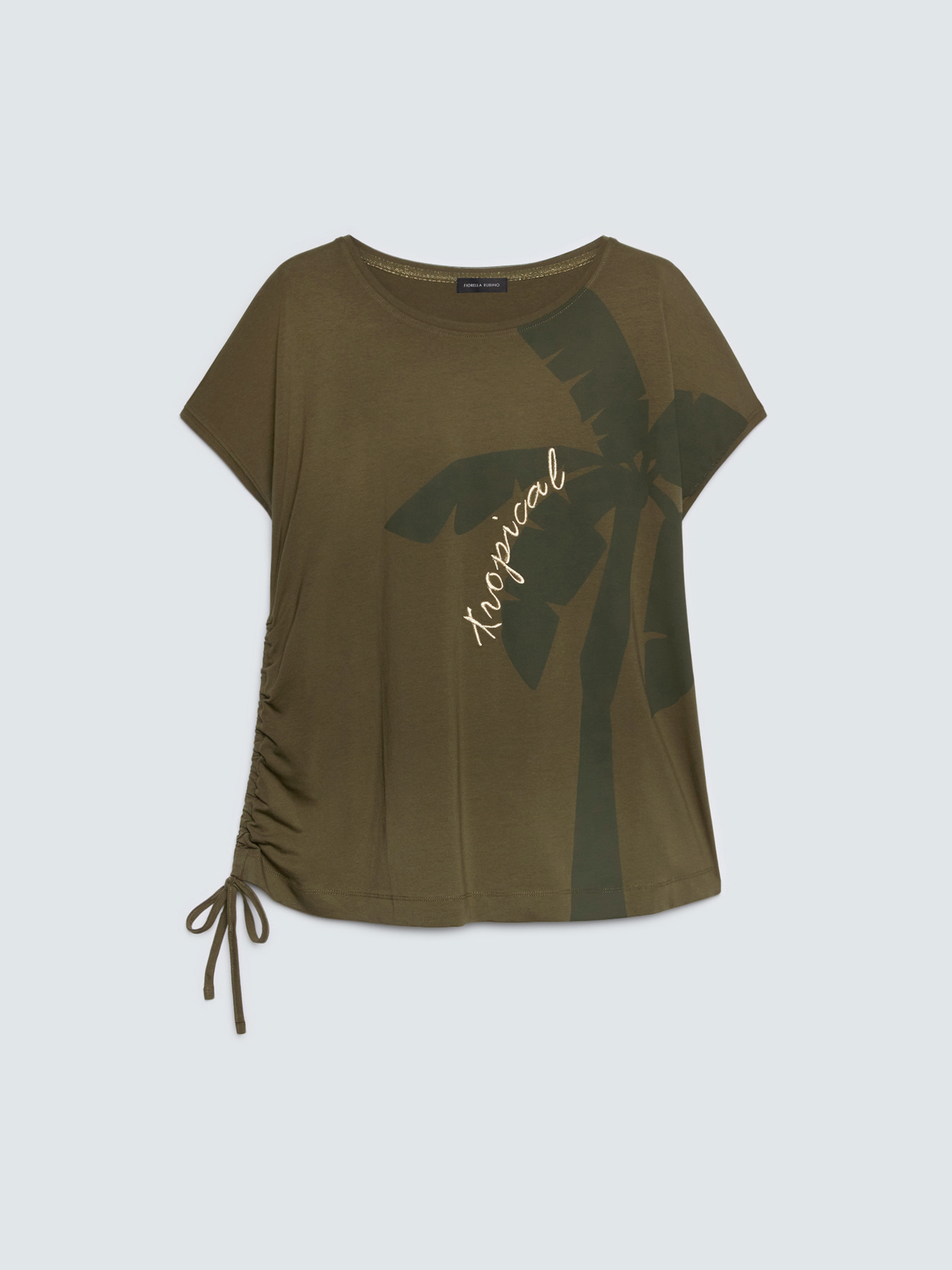 T-shirt in jersey con stampa e ricamo image number 4