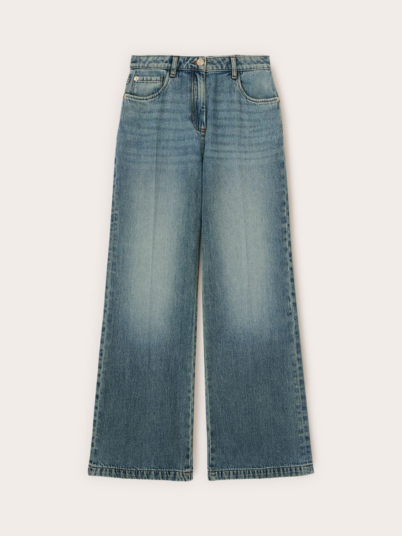 Palazzo jeans with pressed crease