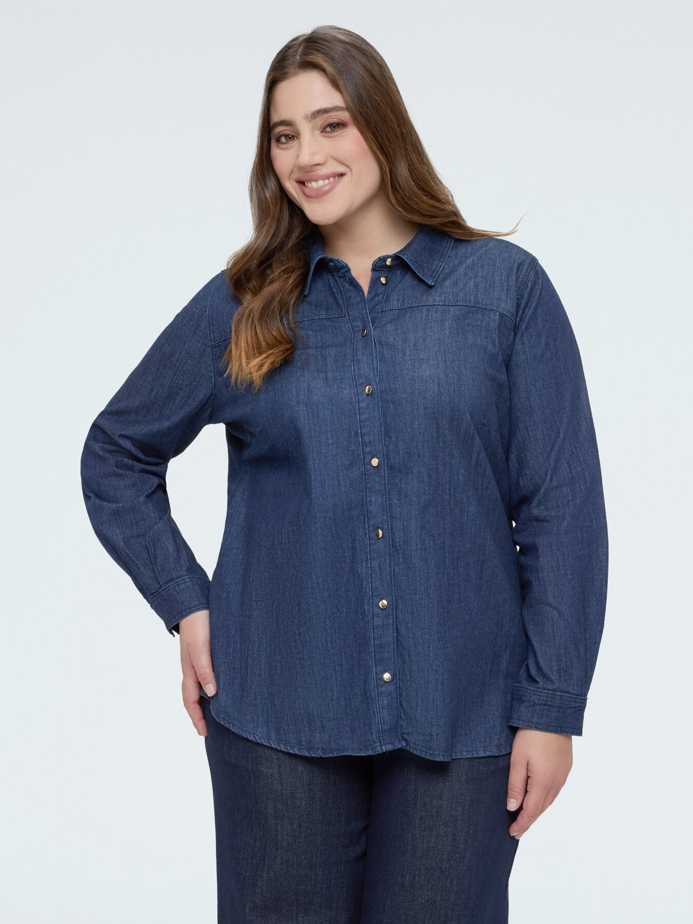 Camicia in denim con fiocco/cravatta image number 3