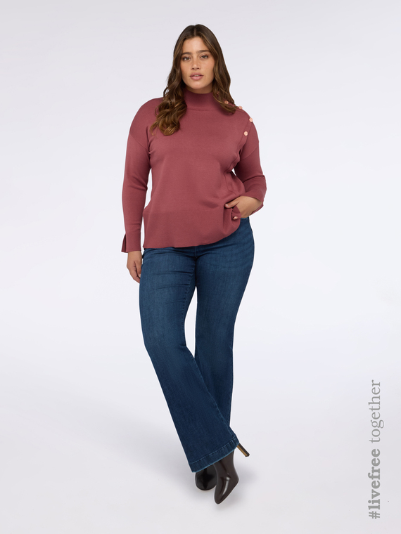 Turtleneck sweater with decorative buttons