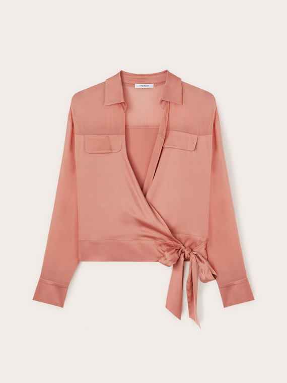 Camicia ad incrocio in raso