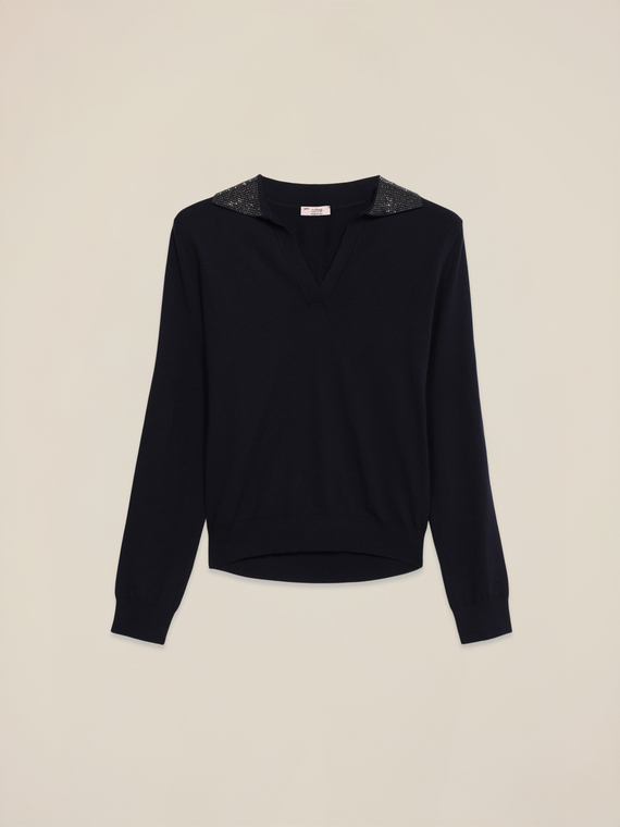 Maglia con colletto decorato