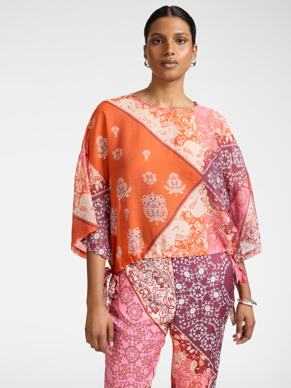Blusa misto lyocell stampata