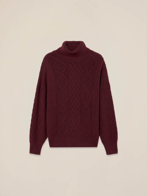 Rollkragenpullover aus Wollmischung mit Rautenmuster