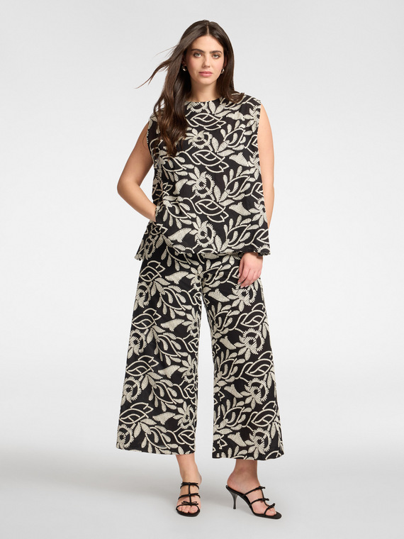 Embroidered voile trousers