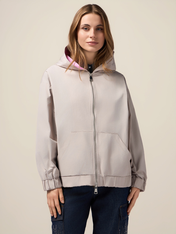 Nylon jacket with hood