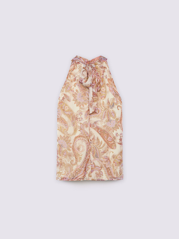 Top mit Paisley-Druck aus Crêpe