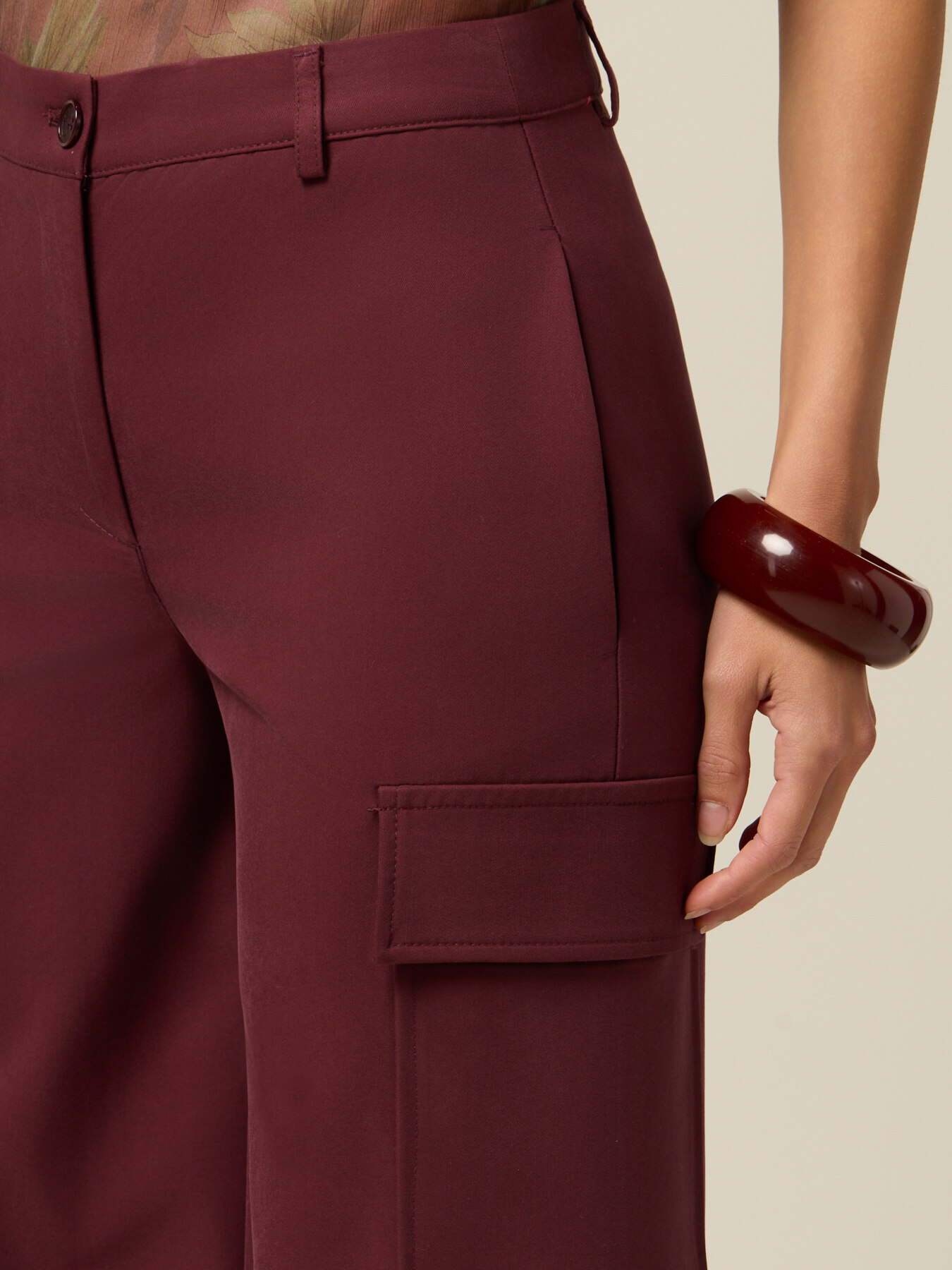 Pantaloni cargo din amestec de vâscoză image number 2