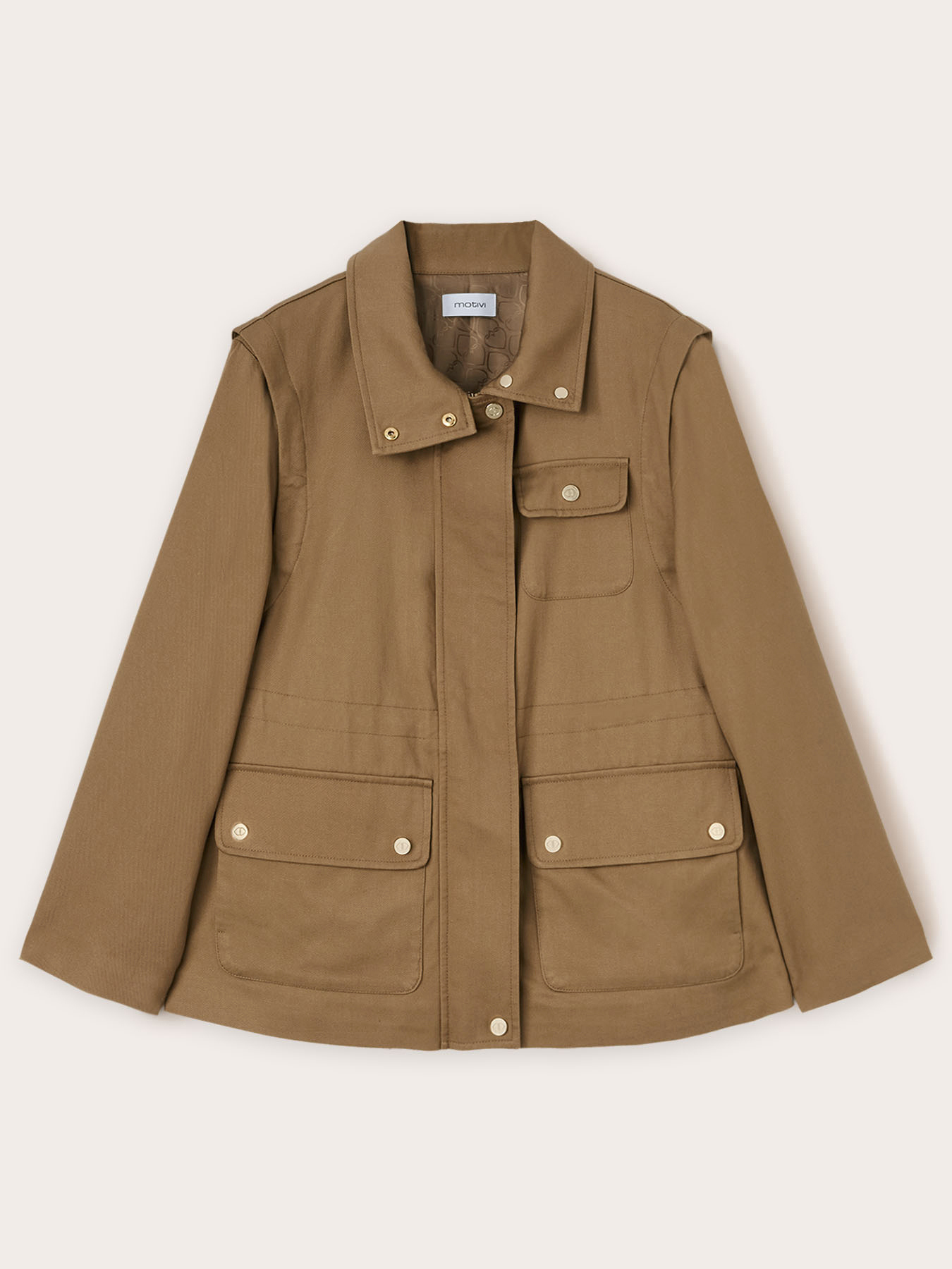 Mixed lyocell parka with detachable sleeves image number 4