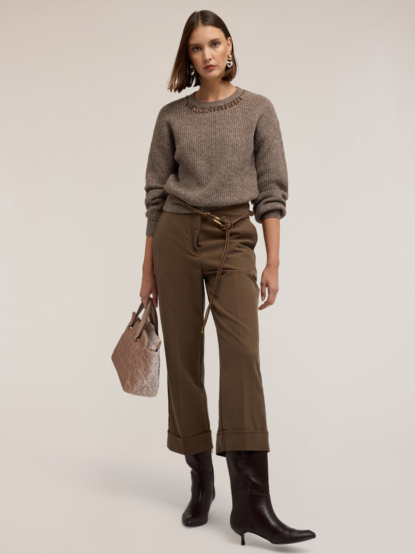 Cropped gabardine trousers image number 0