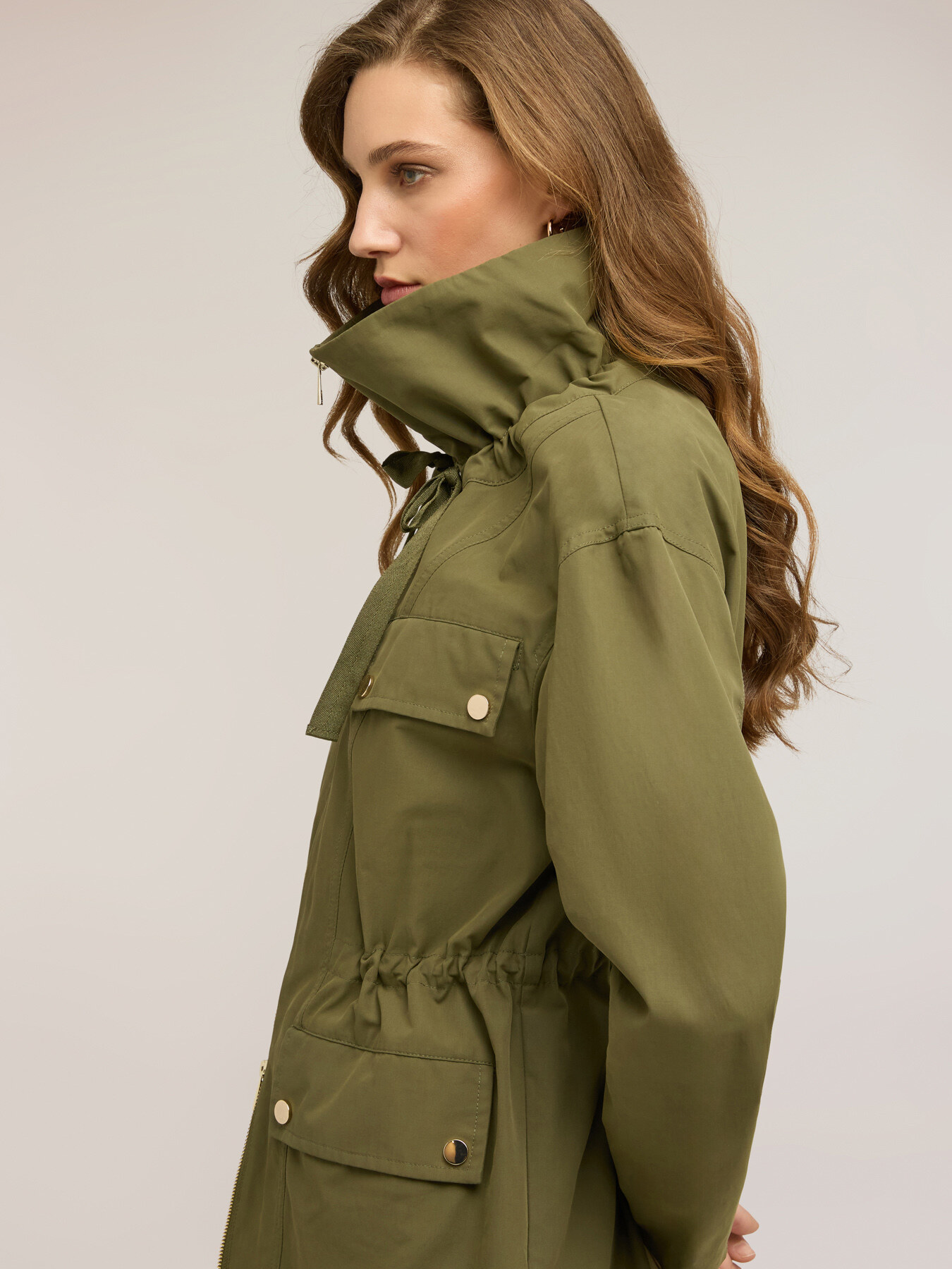 Parka with mixed cotton drawstring image number 3